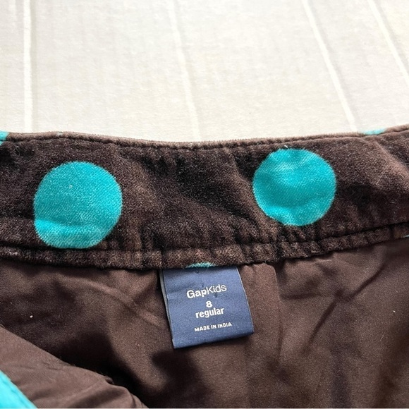 GAP KIDS  Velvet Brown Teal Polkadot Skirt - Size 8 - Picture 5 of 9